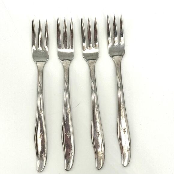 MARCREST Set of 4 Atomic Starburst MCM Cocktail Forks Stainless Made in the USA - Picture 1 of 5